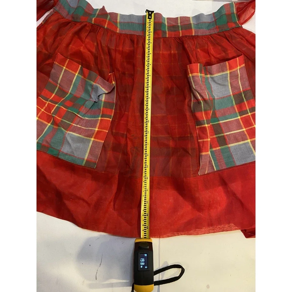 Half Christmas Apron‎ Holiday can be worn on both sides pockets Vintage
